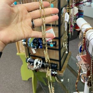 Alexa’s angels stone wrap bracelet/necklace - green peachy gold